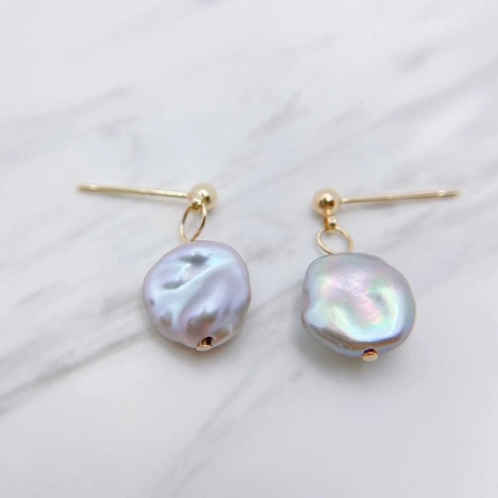 AAA Grey genuine baroque pearls Earrings